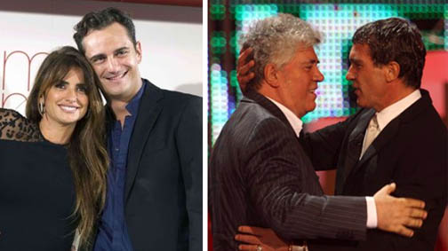 Cruz con Etxeandia y Almodóvar con Banderas