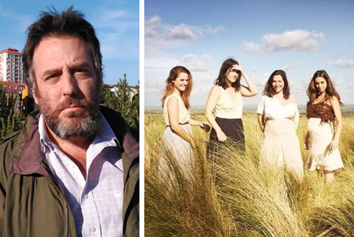 Mariano Llinás y las protagonistas de "La flor"