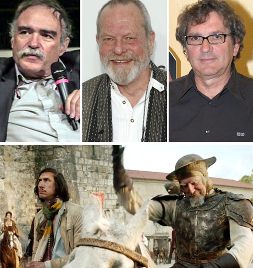 Branco, Gilliam y Herrero, sobre una escena de "El hombre que mató a Don Quijote"
