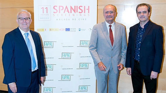 El presidente de FAPAE, el alcalde de Málaga y el director del Festival malagueño