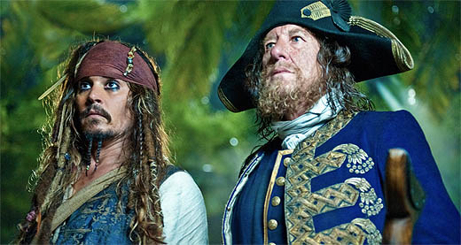 Depp y Rush, en 'Piratas del Caribe 4'
