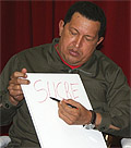 El presidente Chávez, en el documental de Oliver Stone El presidente Chávez, en el documental de Oliver Stone